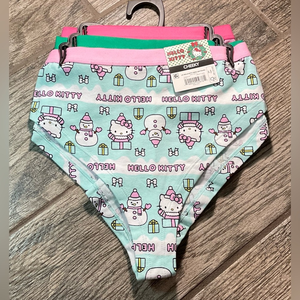 New 3 pairs of Hello Kitty Christmas Cotton Cheeky Panties Size M or L